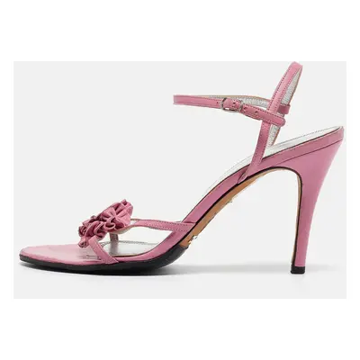 Dolce & Gabbana Pink Leather Ankle Strap Sandals Size