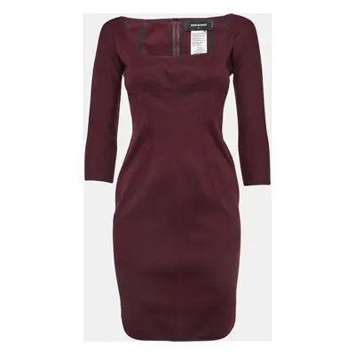 Dsquared2 Burgundy Cotton Knit Mini Dress