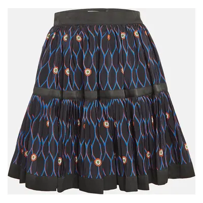 Kenzo X H&M Black Printed Silk Pleated Mini Skirt