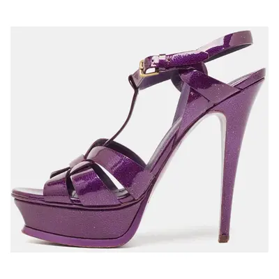 Yves Saint Laurent Purple Patent Leather Tribute Sandals Size 38.5