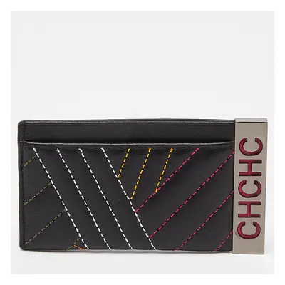 CH Carolina Herrera Black Quilted Leather Card Holder