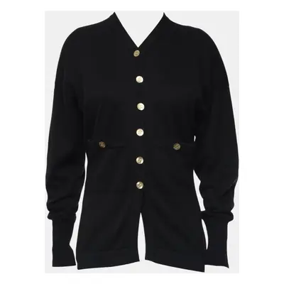 Chanel Black CC Logo Button Cardigan