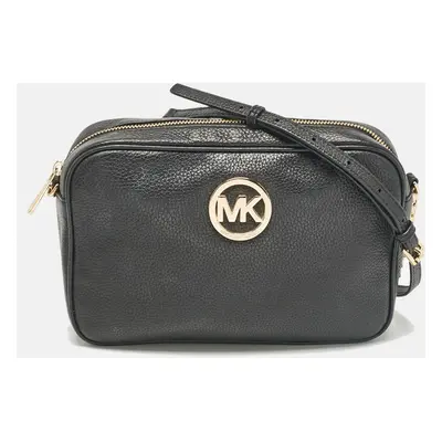 Michael Kors Black Leather Camera Crossbody Bag