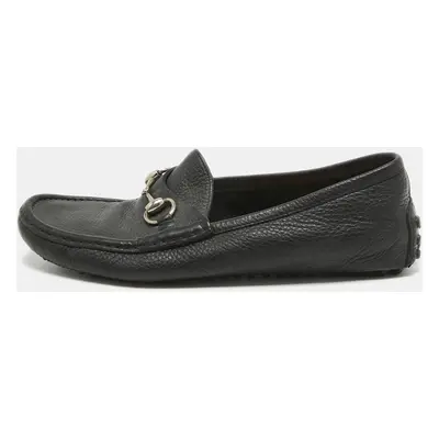 Gucci Black Leather Horsebit Slip On Loafers Size 40.5