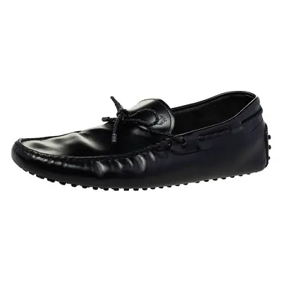 Tod's Black Leather Bow Slip-On Loafers Size