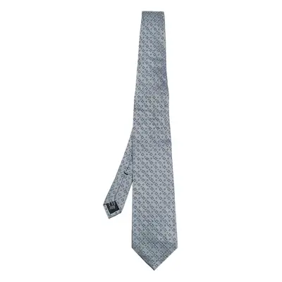 Gucci Metallic Grey Micro Motif Jacquard Silk Tie