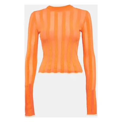 Loewe Orange Logo Jacquard Knit Long Sleeve Top