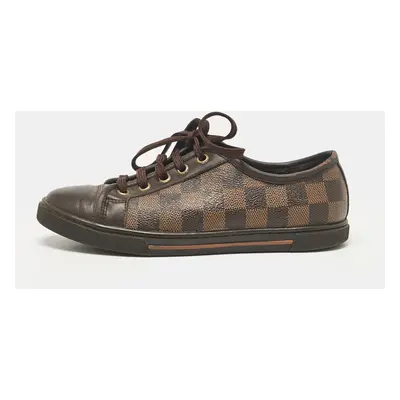 Louis Vuitton Brown Monogram Canvas and Leather Lace Up Sneakers Size