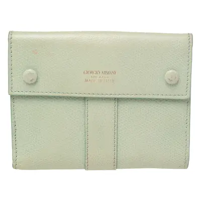 Giorgio Armani Green Leather French Wallet