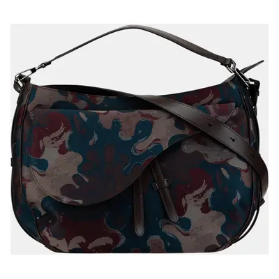 Dior Multicolour Peter Doig Canvas Camouflage Soft Saddle Bag