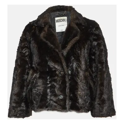 Moschino Couture Brown Faux Fur Single Breasted Coat