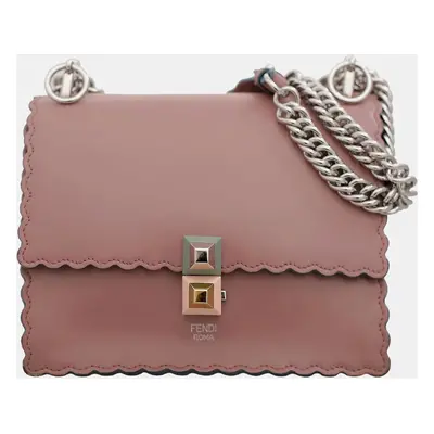 Fendi Scalloped Trim Leather Kan I Shoulder Bag