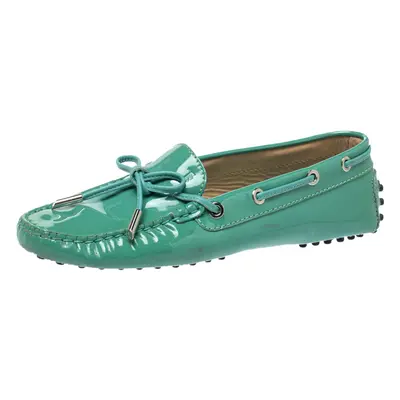 Tod's Pale Green Patent Leather New Gommini Loafers Size 36.5