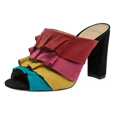 Alexandre Birman Multicolor Suede Ruffled Sandals Size