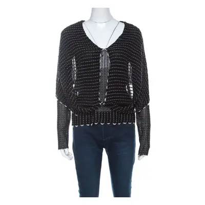 Roland Mouret Black Alpaca Weave Knit Charp Cape Overlay Top