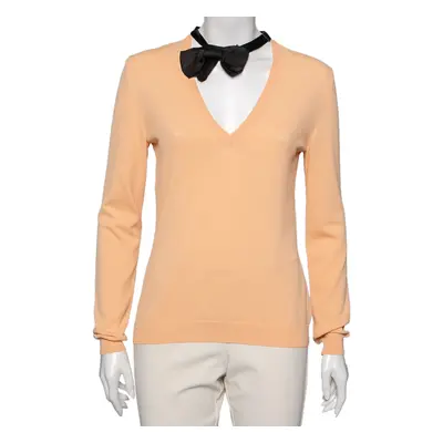 Moschino Cheap and Chic Orange Knit V Neck Long Sleeve Sweater