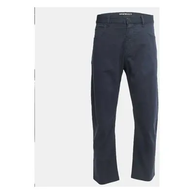 Emporio Armani Navy Blue Cotton Regular Fit Trousers