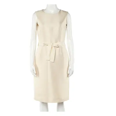 CH Carolina Herrera Cream Sleeveless Belted Dress