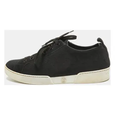 Louis Vuitton Black Monogram Suede Low Top Sneakers Size