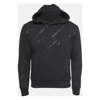 Class by Roberto Cavalli Black Logo Printed Cotton Hoodie