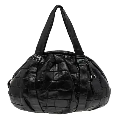 D&G Black Woven Leather Miss Diana Hobo