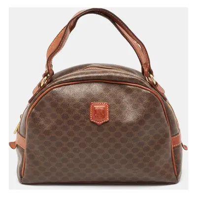 Celine Brown Macadam Coated Canvas and Leather Dome Satchel