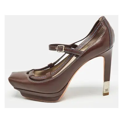 Celine Brown Leather Platform Ankle Strap Sandals Size