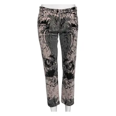 Roberto Cavalli Grey Printed Cotton Straight Pants