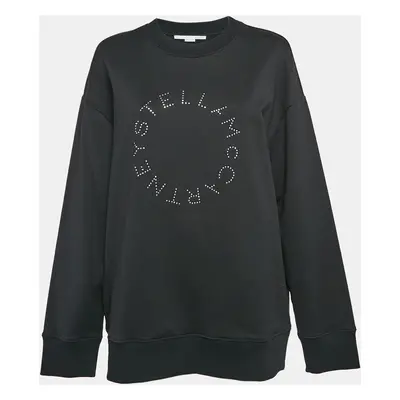 Stella McCartney Black Studded Logo Cotton Knit Oversized Sweatshirt