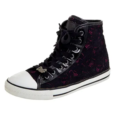 D&G Black Lace And Patent Leather High Top Sneakers Size