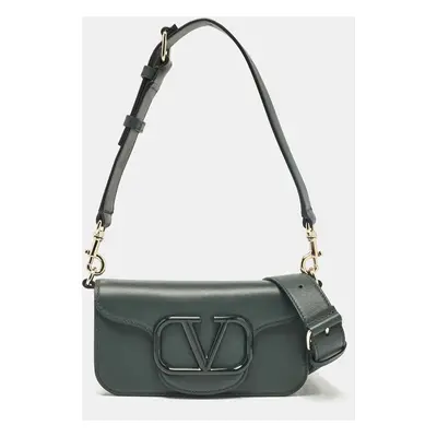 Valentino Dark Green Leather Small Loco Shoulder Bag