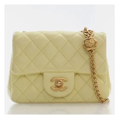 Chanel Quilted Lambskin Mini Sweet Camellia Adjustable Chain Square Flap Bag