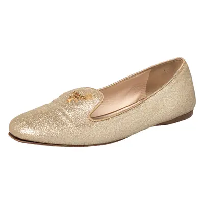 Prada Gold Glitter Smoking Slippers Size