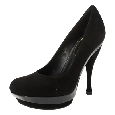 Saint Laurent Paris Black Suede Arya Platform Pumps Size