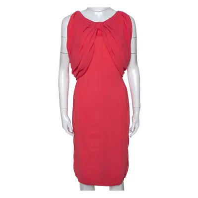 Max Mara Coral Pink Stretch Crepe Draped Sheath Dress