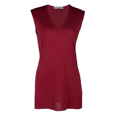 Dolce & Gabbana Red Knit Sleeveless V Neck Tunic