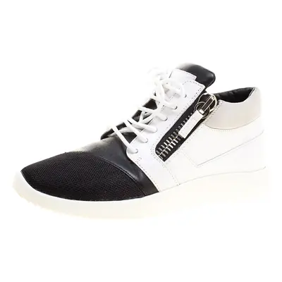 Giuseppe Zanotti Monochrome Leather and Mesh Megatron Lace Up Sneakers Size