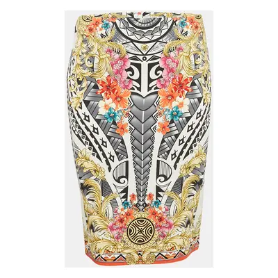 Versace Collection Multicolor Floral Print Cotton Pencil Skirt