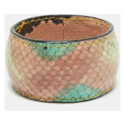 Etro Multicolor Python Effect Leather Bangle Bracelet