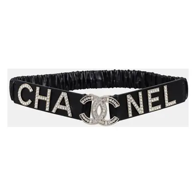 Chanel Black Logo Crystal Waist Belt