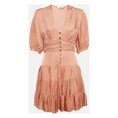 Sandro Orange Crepe Tiered Mini Dress