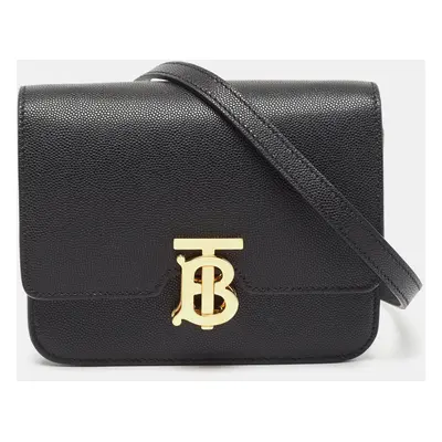 Burberry Black Leather Mini TB Shoulder Bag