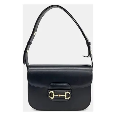 Gucci Black Leather Horsebit Shoulder Bag