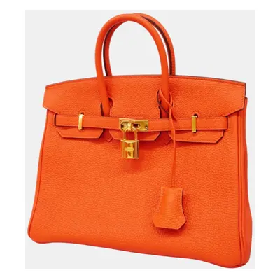 Hermes Rouge Tomato Togo Leather Birkin Tote Bag