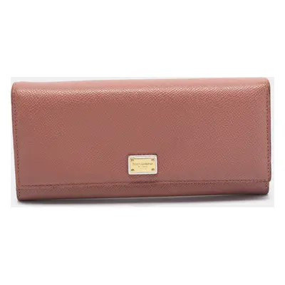 Dolce & Gabbana Dusty Pink Leather Flap Continental Wallet