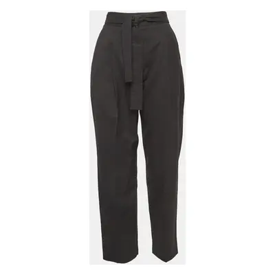 Maje Black Gabardine Belted Formal Trousers