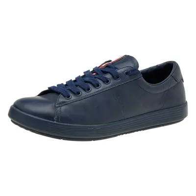 Prada Sport Blue Leather Low Top Sneakers Size 41.5