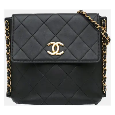 Chanel Black Small Quilted Calfskin Chain Hobo Flap