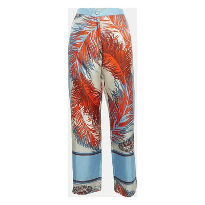 Emilio Pucci Blue Printed Silk Wide Leg Pants