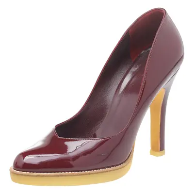 Gucci Burgundy Patent Leather Round Toe Pumps Size 37.5